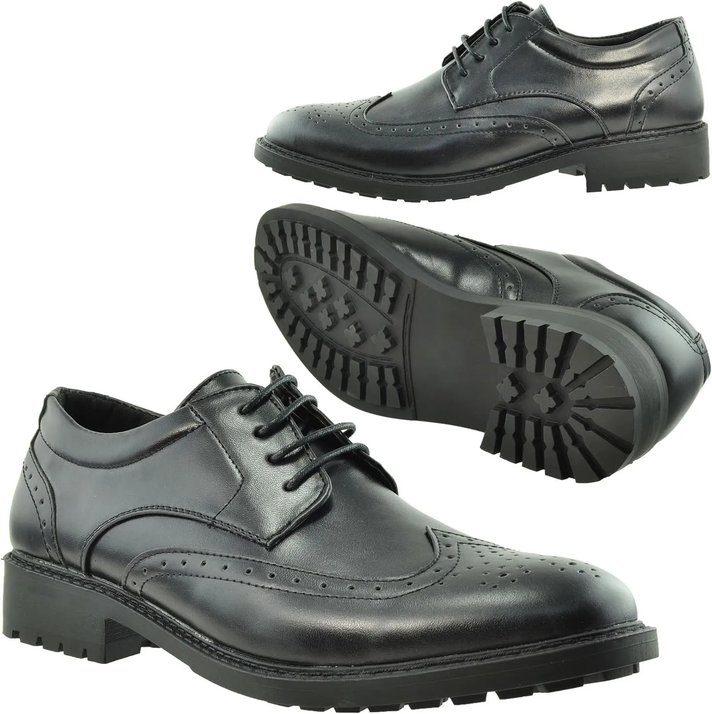 Men's Dress Shoes Derby Wingtip Lace Up Broguing Cap Toe