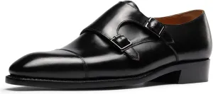 Men’s Dress Shoes Monk Strap Cap Toe Calf Leather for Versatile,Casual,Formal