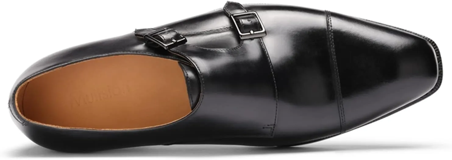 Men’s Dress Shoes Monk Strap Cap Toe Calf Leather for Versatile,Casual,Formal
