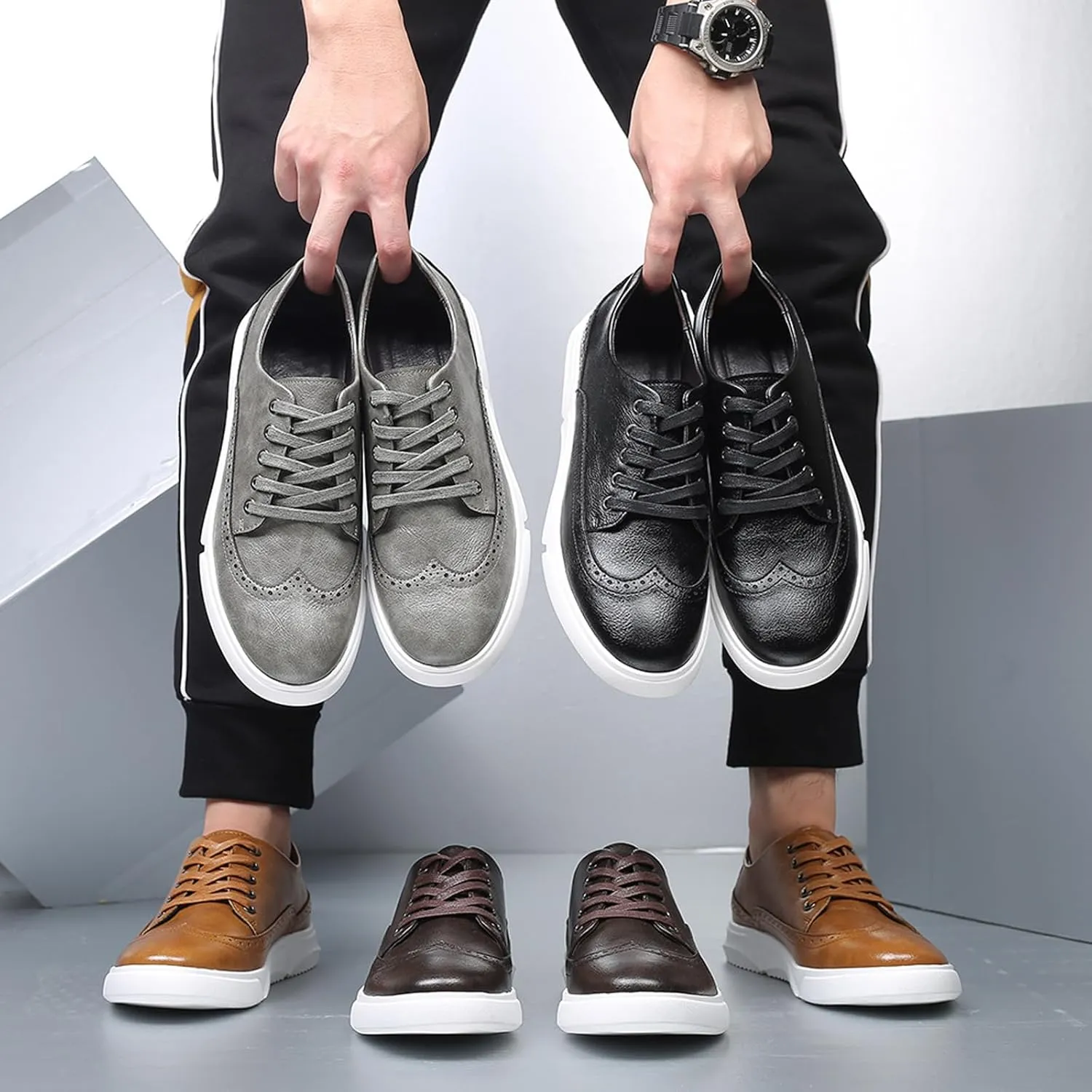 Men's Fashion Sneakers Classic Casual Shoes for Men Stylish Soft Men Dress Sneakers Wingtip Brogue Shoes