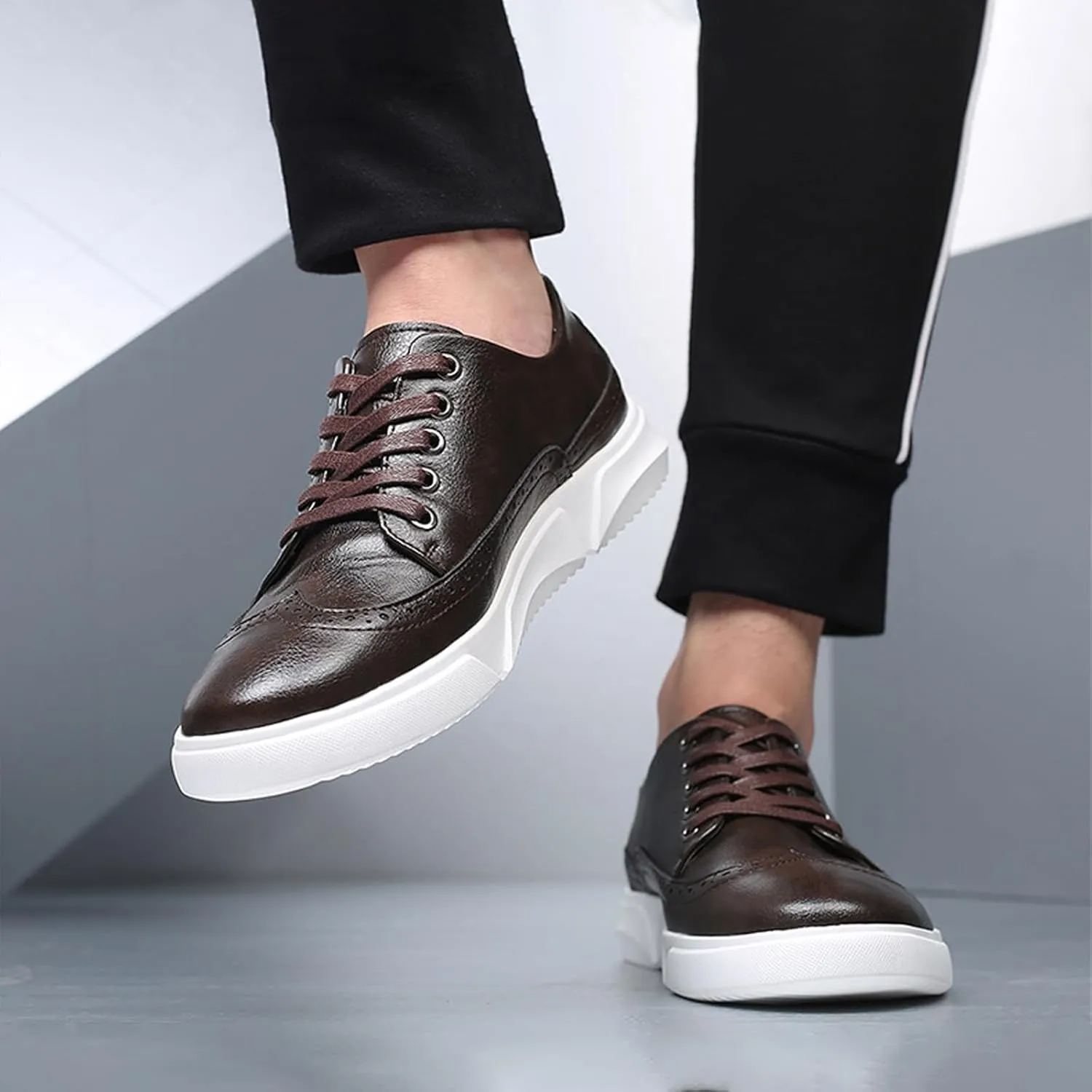 Men's Fashion Sneakers Classic Casual Shoes for Men Stylish Soft Men Dress Sneakers Wingtip Brogue Shoes