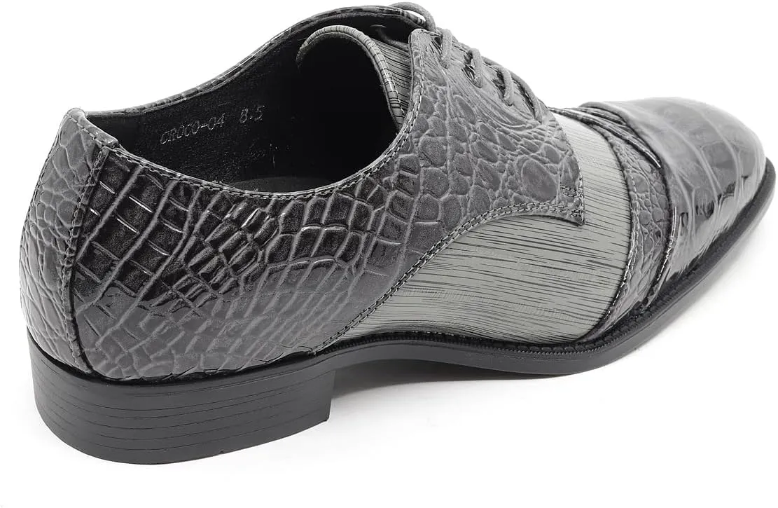 Men's Formal Fashion Tuxedo Wedding Lace Up Cap Toe Dress Shoe croco-04
