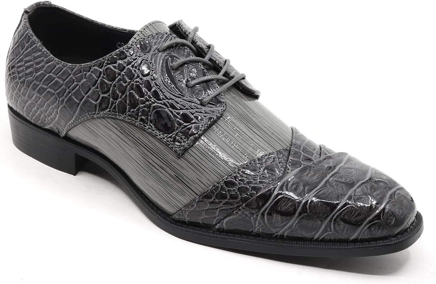 Men's Formal Fashion Tuxedo Wedding Lace Up Cap Toe Dress Shoe croco-04