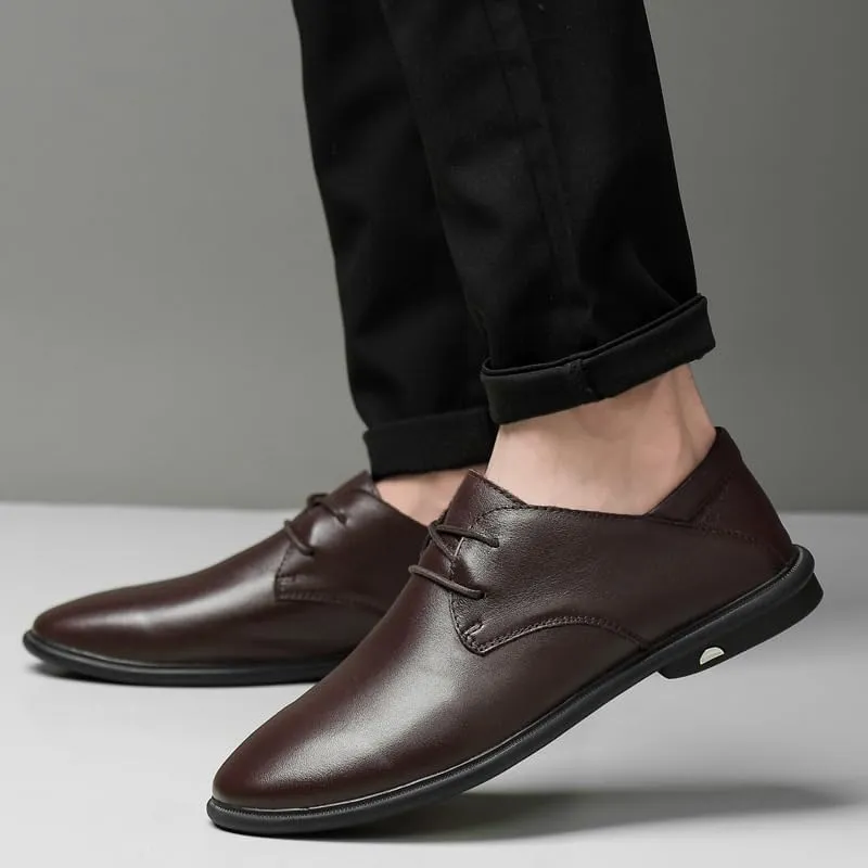 Men's Genuine Leather Dress Shoes Formal Business Lace Up Wingtip Brogue Comfortable Non-Slip Oxford