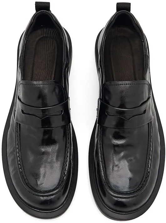 Mens Genuine Leather Dress Shoes Slip-ins Working Casual Outdoor Lightweight Cushioning Comfortable & Light-Weight