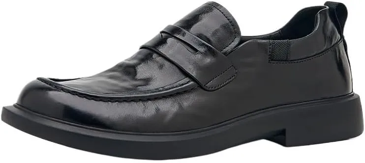 Mens Genuine Leather Dress Shoes Slip-ins Working Casual Outdoor Lightweight Cushioning Comfortable & Light-Weight