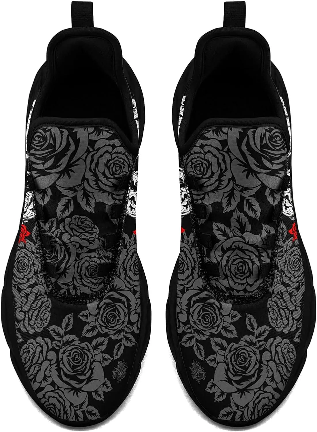 Men's Gothic Skull Running Shoes, Punk Rock Breathable Cushion Sports Walking Sneakers Gym Jogging Tennis Shoes