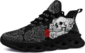Men's Gothic Skull Running Shoes, Punk Rock Breathable Cushion Sports Walking Sneakers Gym Jogging Tennis Shoes