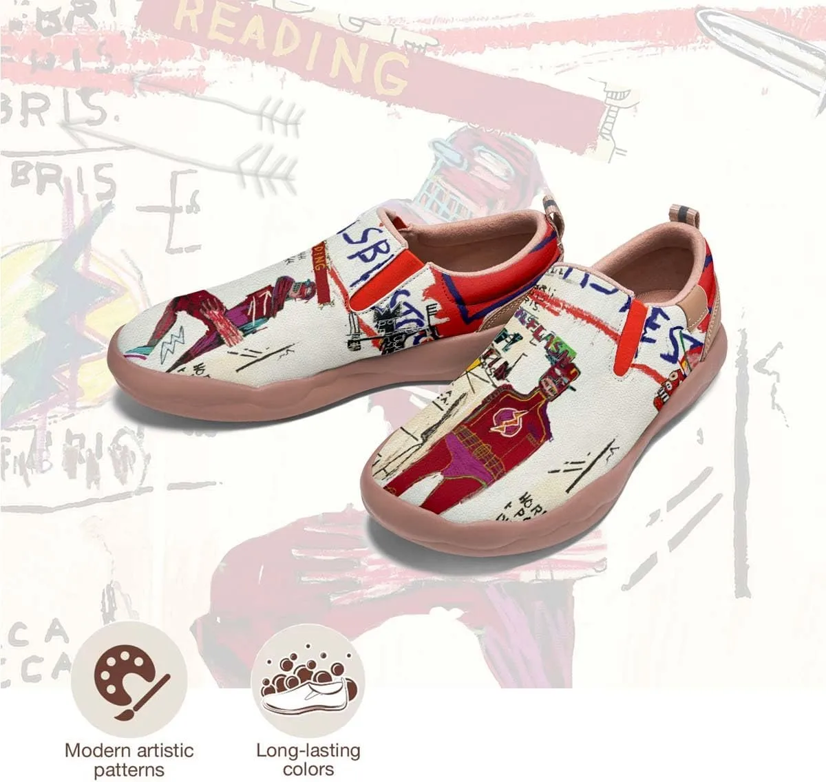 Men's Graffiti Shoes Slip On Casual Walking Travel Painted Loafers Lightweight Comfort Sneakers