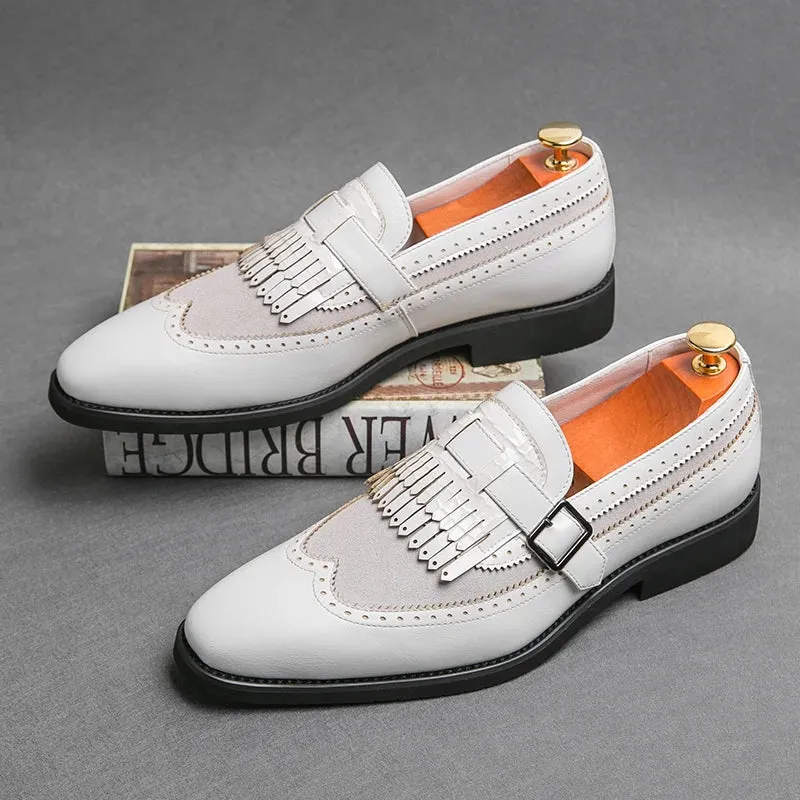 Men's Handmade White Loafers