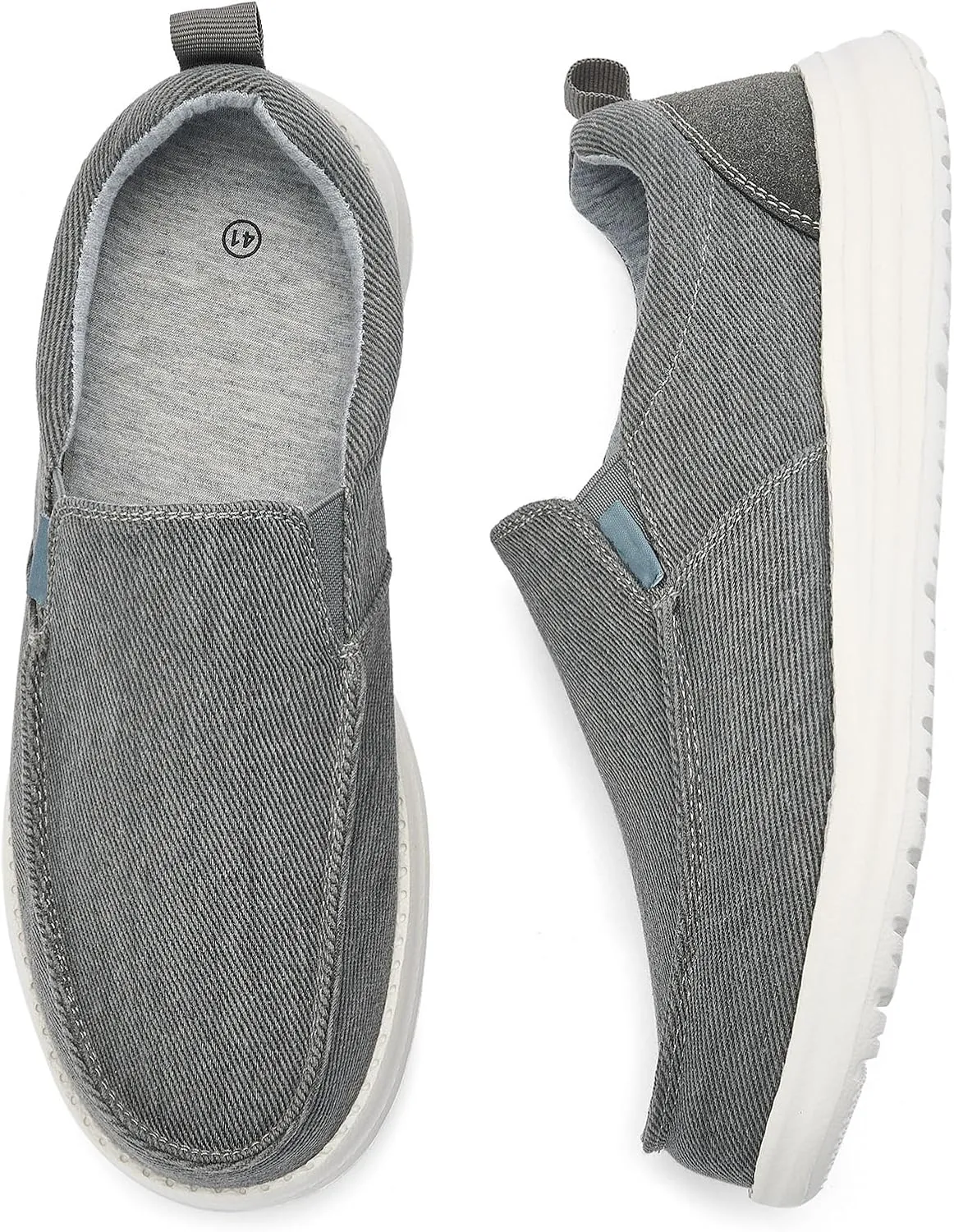 Mens Hands Free Slip-on Loafers Shoes Wide Width Casual Canvas Loafers Shoes Mens Boat Shoes Lightweight Non-Slip Walking Shoes Soft Sneakers