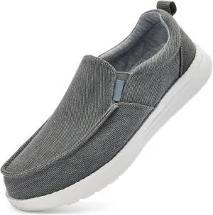 Mens Hands Free Slip-on Loafers Shoes Wide Width Casual Canvas Loafers Shoes Mens Boat Shoes Lightweight Non-Slip Walking Shoes Soft Sneakers