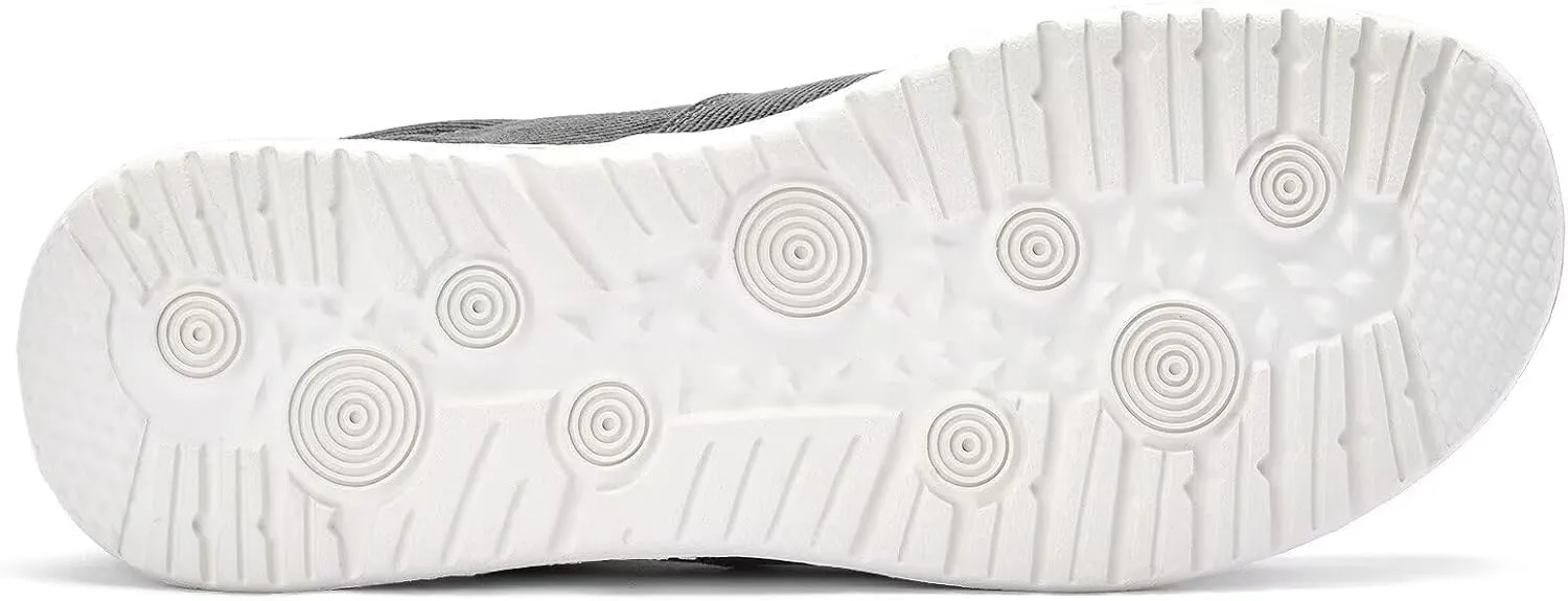 Mens Hands Free Slip-on Loafers Shoes Wide Width Casual Canvas Loafers Shoes Mens Boat Shoes Lightweight Non-Slip Walking Shoes Soft Sneakers