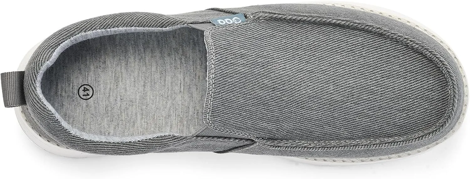 Mens Hands Free Slip-on Loafers Shoes Wide Width Casual Canvas Loafers Shoes Mens Boat Shoes Lightweight Non-Slip Walking Shoes Soft Sneakers