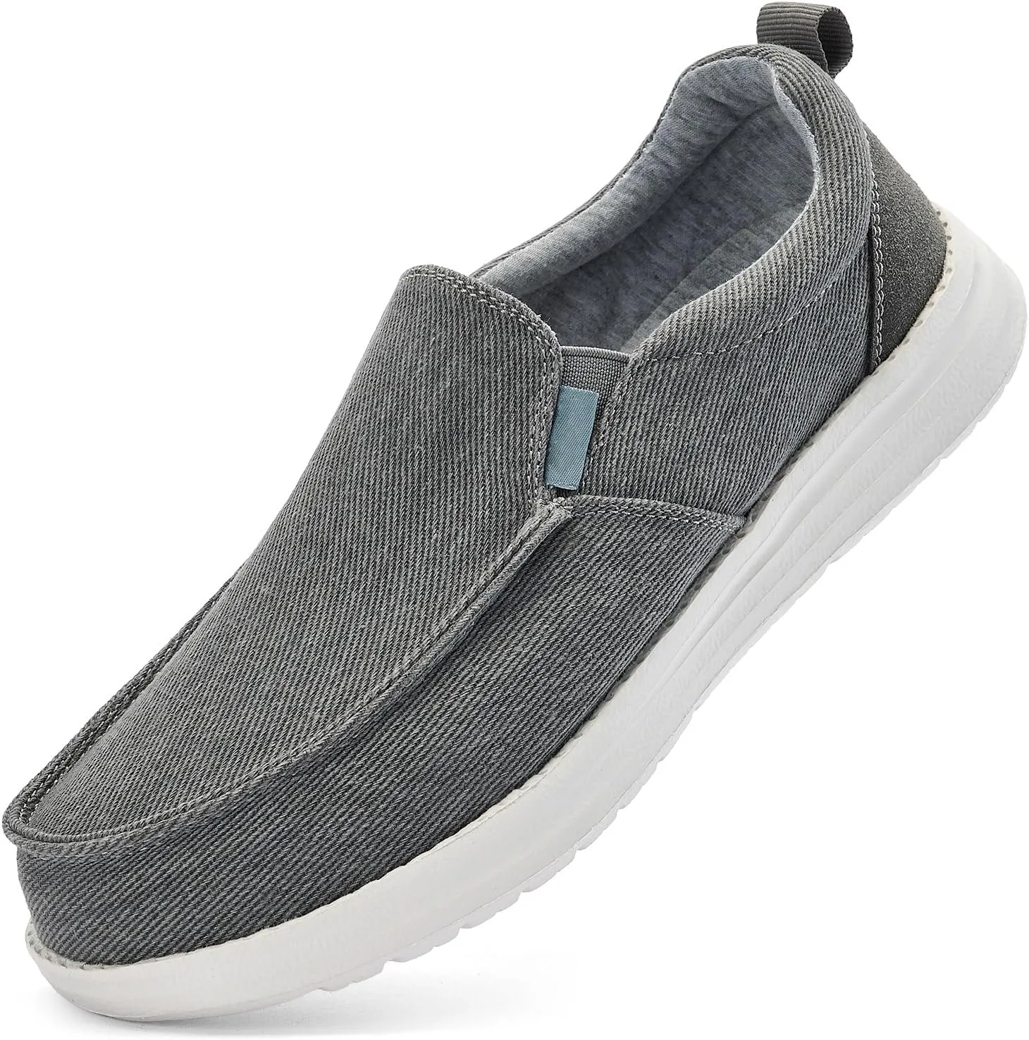 Mens Hands Free Slip-on Loafers Shoes Wide Width Casual Canvas Loafers Shoes Mens Boat Shoes Lightweight Non-Slip Walking Shoes Soft Sneakers