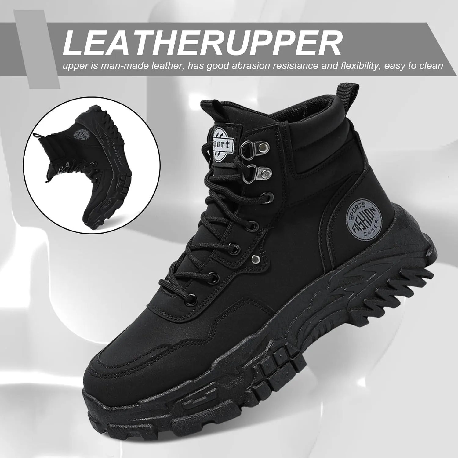 Men's High Top Fashion Sneakers,Casual Athletic Walking Shoes,Round Toe Lace-Up Shoes,Breathable Non-Slip Hiking Boots for Men