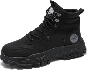 Men's High Top Fashion Sneakers,Casual Athletic Walking Shoes,Round Toe Lace-Up Shoes,Breathable Non-Slip Hiking Boots for Men