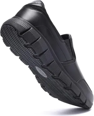Men's Leather Non Slip Food Service Shoes Comfortable Lightweight Slip Resistant Chef Shoes for Kitchen,Restaurant,Hospital