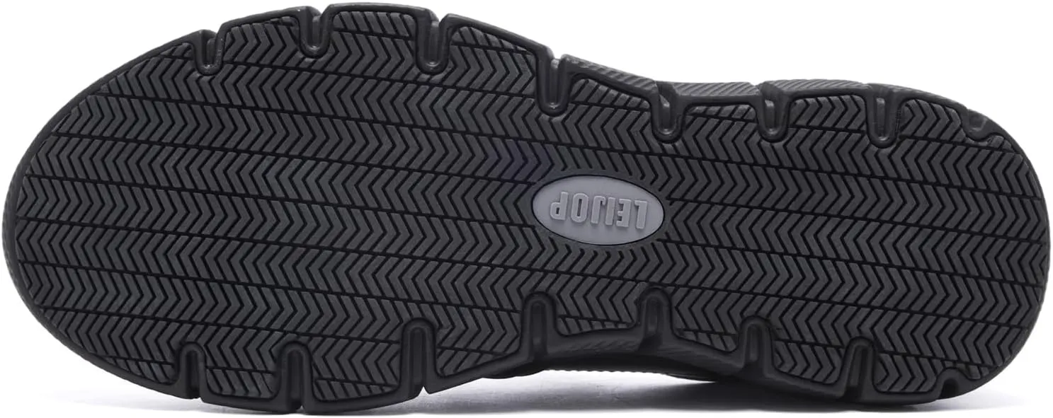 Men's Leather Non Slip Food Service Shoes Comfortable Lightweight Slip Resistant Chef Shoes for Kitchen,Restaurant,Hospital