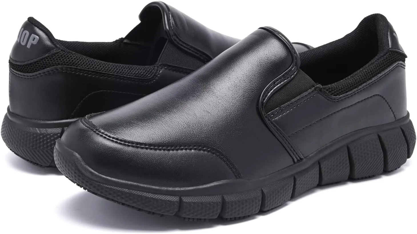 Men's Leather Non Slip Food Service Shoes Comfortable Lightweight Slip Resistant Chef Shoes for Kitchen,Restaurant,Hospital