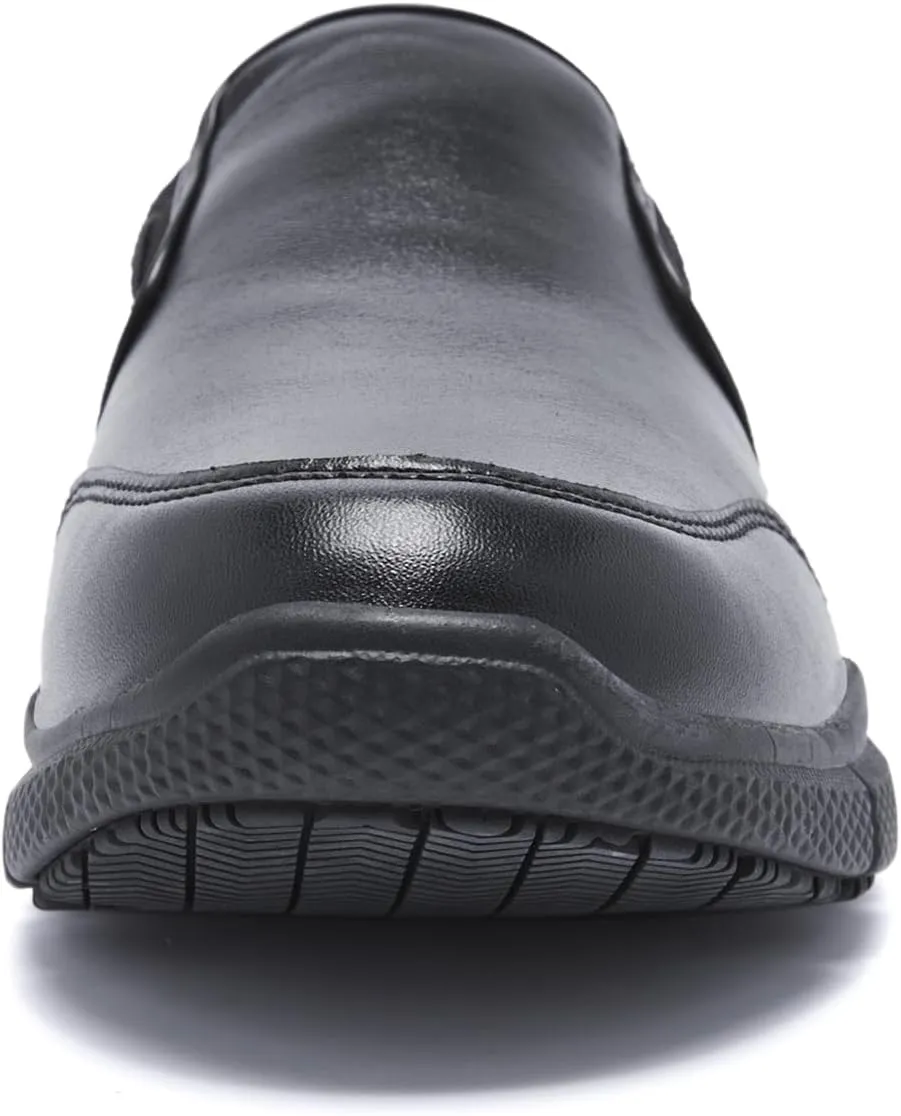 Men's Leather Non Slip Food Service Shoes Comfortable Lightweight Slip Resistant Chef Shoes for Kitchen,Restaurant,Hospital