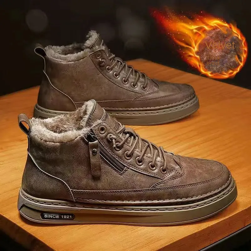 Men's Leather Warm Ankle Boots