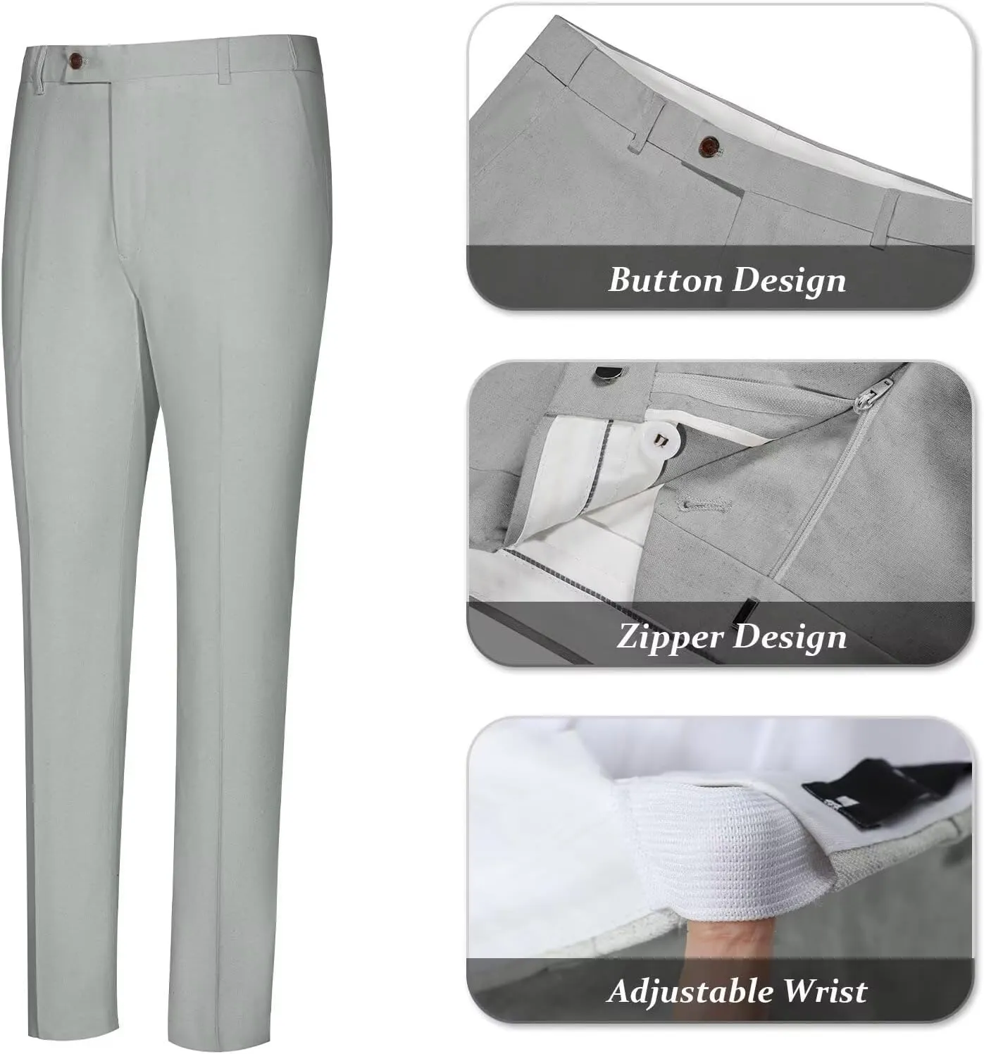 Men's Linen Suit 2 Piece Slim Fit Summer Beach Wedding Dress Tux Prom Suit Blazer Jacket and Pants