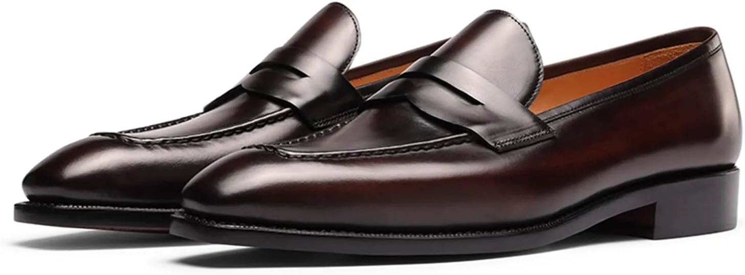 Men's Loafers & Slip-ons Leather Comfort Casual Square Toe Penny Loafers for Men