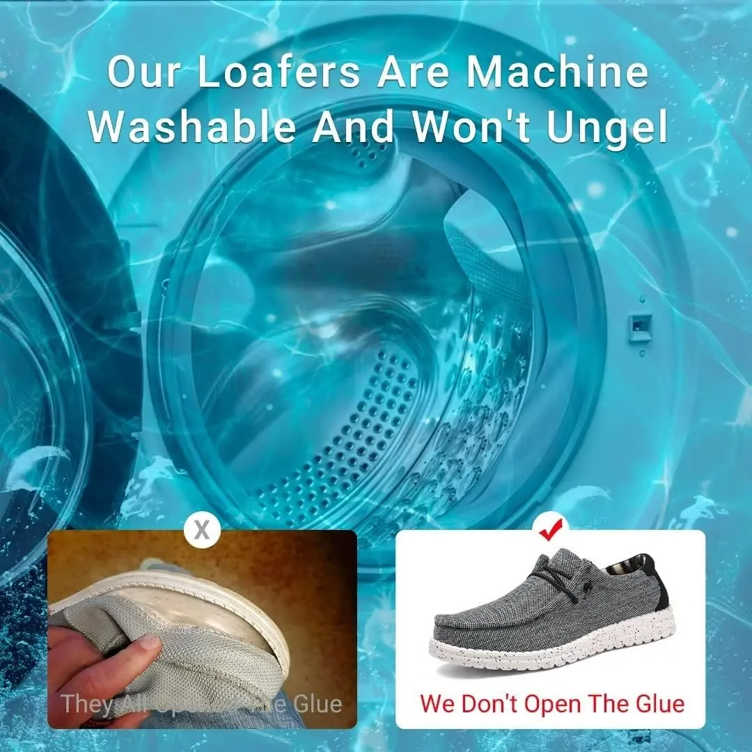 Mens Machine-Washable Casual Loafers, Men Slip On Comfortable and Breathable Boat Shoes for Work, Casual, Walk, Traveling, Beach, Gifts for Men, Zapatos Mocasines para Hombre