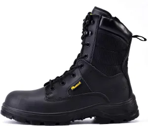Men's Military Tactical Boots 8" Steel Toe Work Safety Boots with Side Zipper Lightweight Army Combat Boots