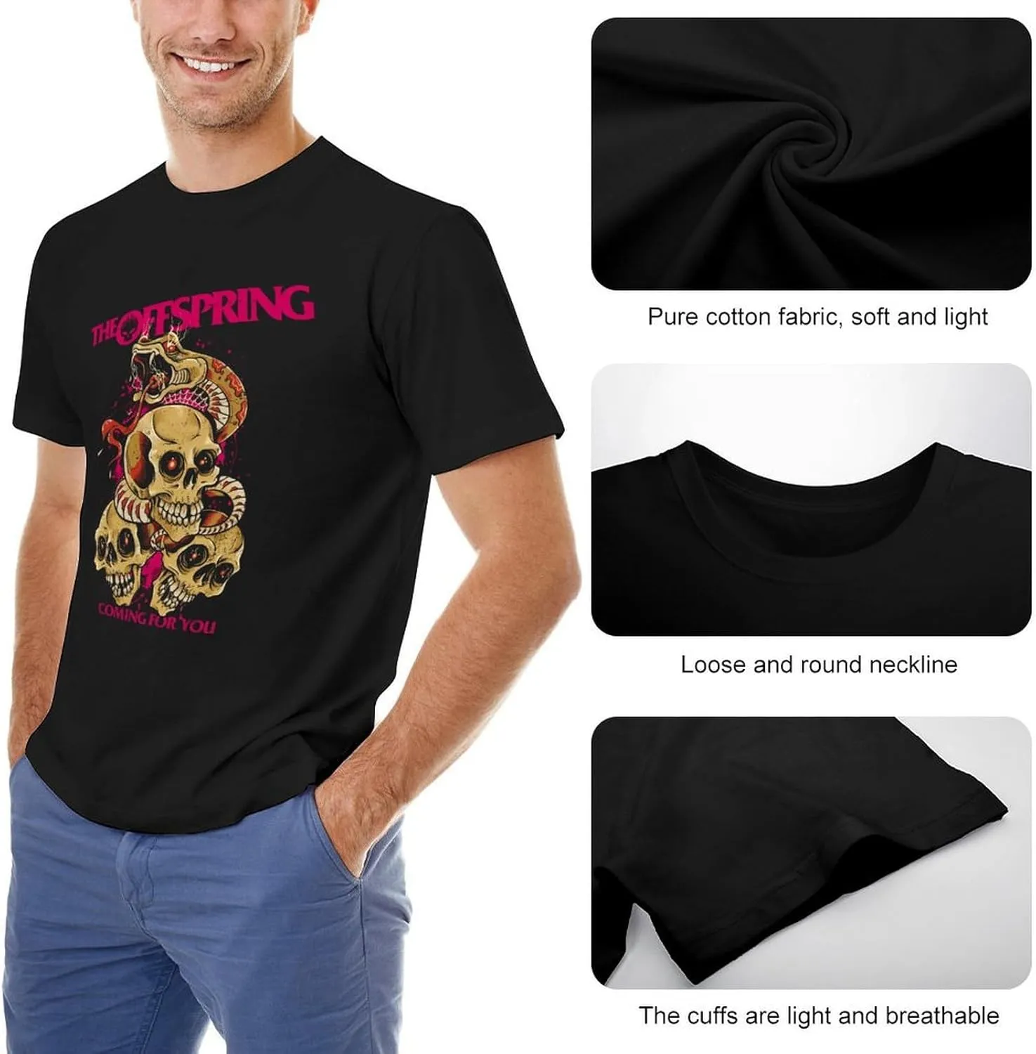 Mens Music Fans T-Shirt Personalized Short Sleeve Stretch-Cotton Shirts Unisex