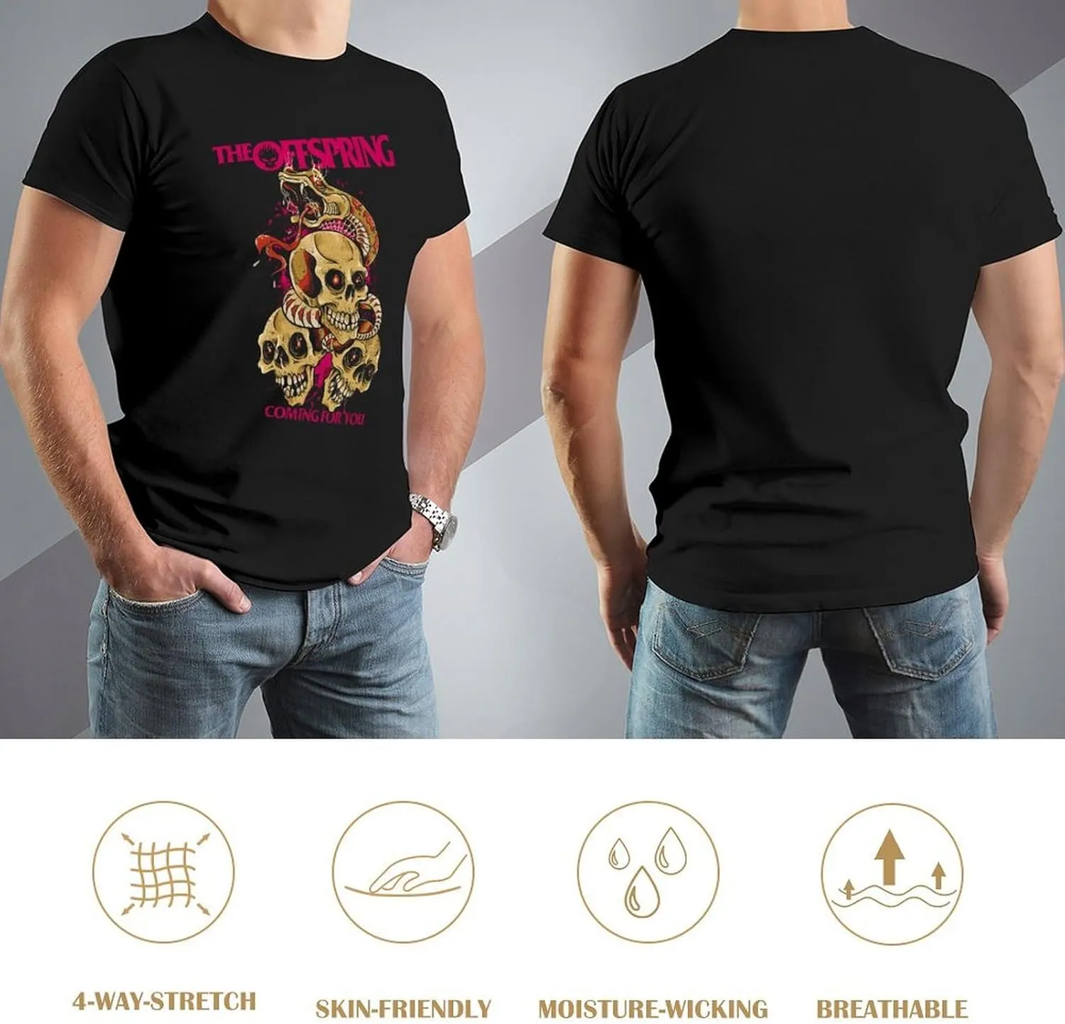 Mens Music Fans T-Shirt Personalized Short Sleeve Stretch-Cotton Shirts Unisex