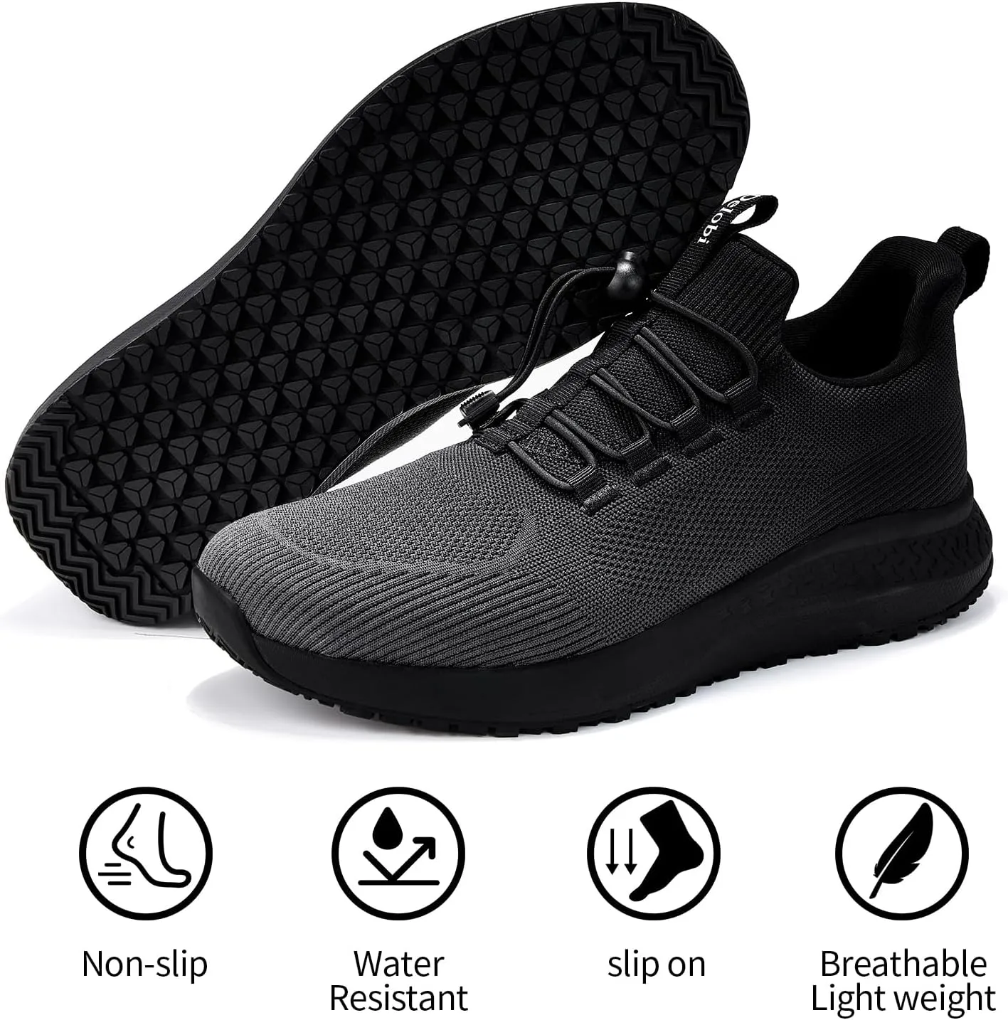 Mens Non Slip Work Shoes Slip On Water Resistant Chef Shoe for Restaurant Kitchen Food Service Working Waterproof Walking Sneakers Breathable and Lightweight