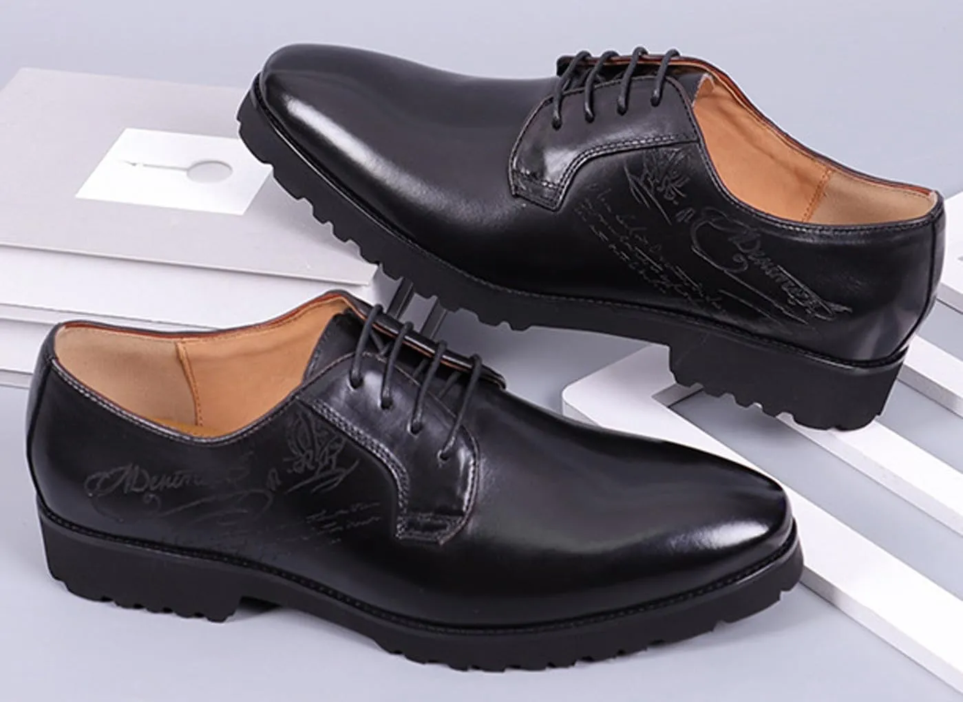 Men’s Oxford Formal Dress Shoes – Genuine Premium Leather, Handmade Wingtips Brogues, Derby-Style Comfortable Suit Shoes for Weddings, Business & Special Occasions
