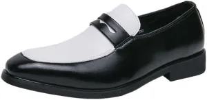 Men's Oxford Shoes Slip On Round Toe Crocodile Print Cowhide Non-Slip Anti-Slip Block Heel Outdoor Shoes for Casual & Formal Wear