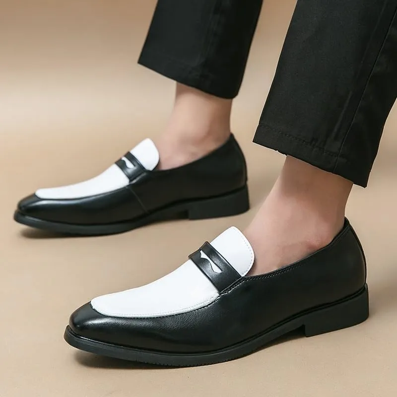 Men's Oxford Shoes Slip On Round Toe Crocodile Print Cowhide Non-Slip Anti-Slip Block Heel Outdoor Shoes for Casual & Formal Wear