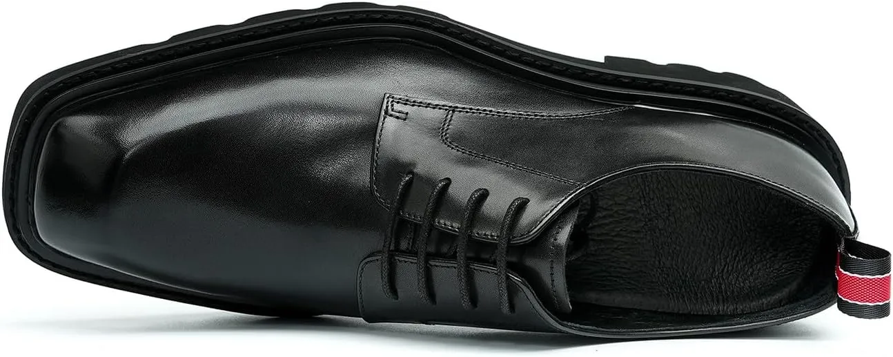 Mens Oxfords Brown and Black Dress Shoes Formal Business Lightweight Square Toe Derby Wedding Prom Casual Leather Shoes for Men