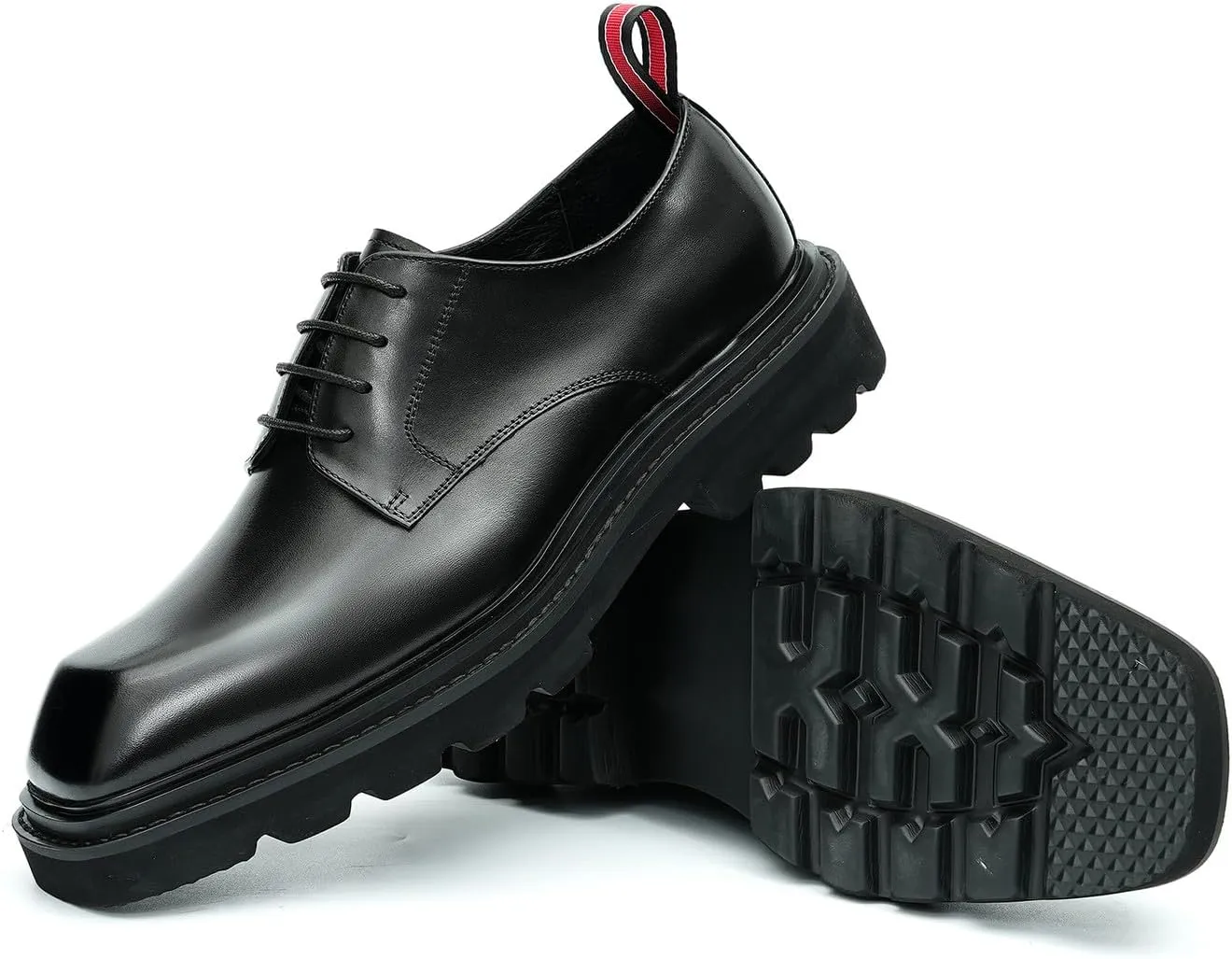 Mens Oxfords Brown and Black Dress Shoes Formal Business Lightweight Square Toe Derby Wedding Prom Casual Leather Shoes for Men