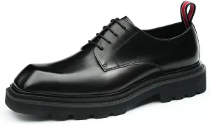 Mens Oxfords Brown and Black Dress Shoes Formal Business Lightweight Square Toe Derby Wedding Prom Casual Leather Shoes for Men
