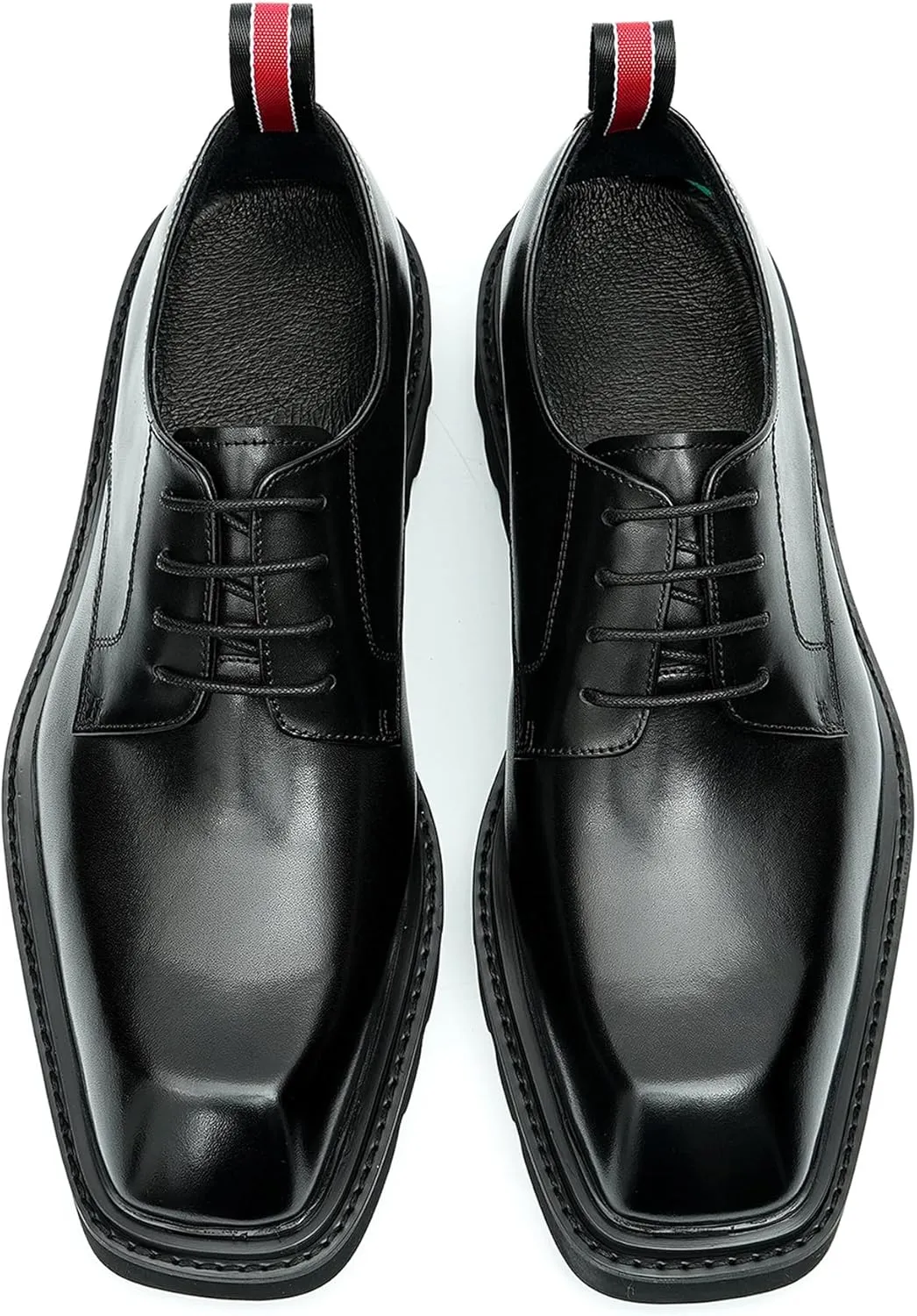 Mens Oxfords Brown and Black Dress Shoes Formal Business Lightweight Square Toe Derby Wedding Prom Casual Leather Shoes for Men