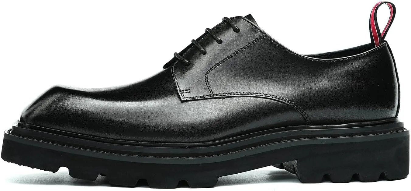 Mens Oxfords Brown and Black Dress Shoes Formal Business Lightweight Square Toe Derby Wedding Prom Casual Leather Shoes for Men