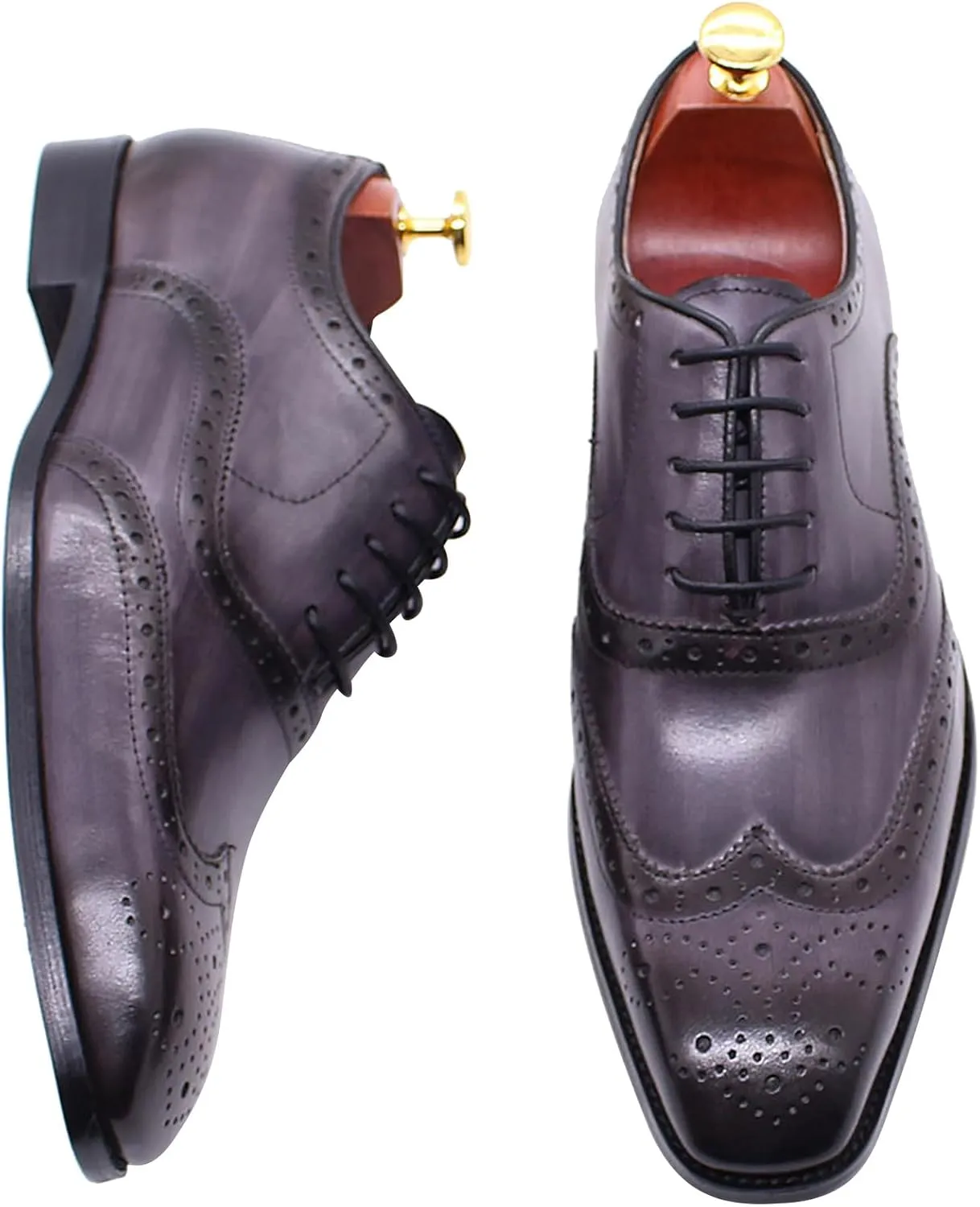 Men's Oxfords Dress Formal Wingtips Brogues Suit Shoes Genuine Leather Tuxedo Wedding Business Casual Comfortable Prom Shoes for Men