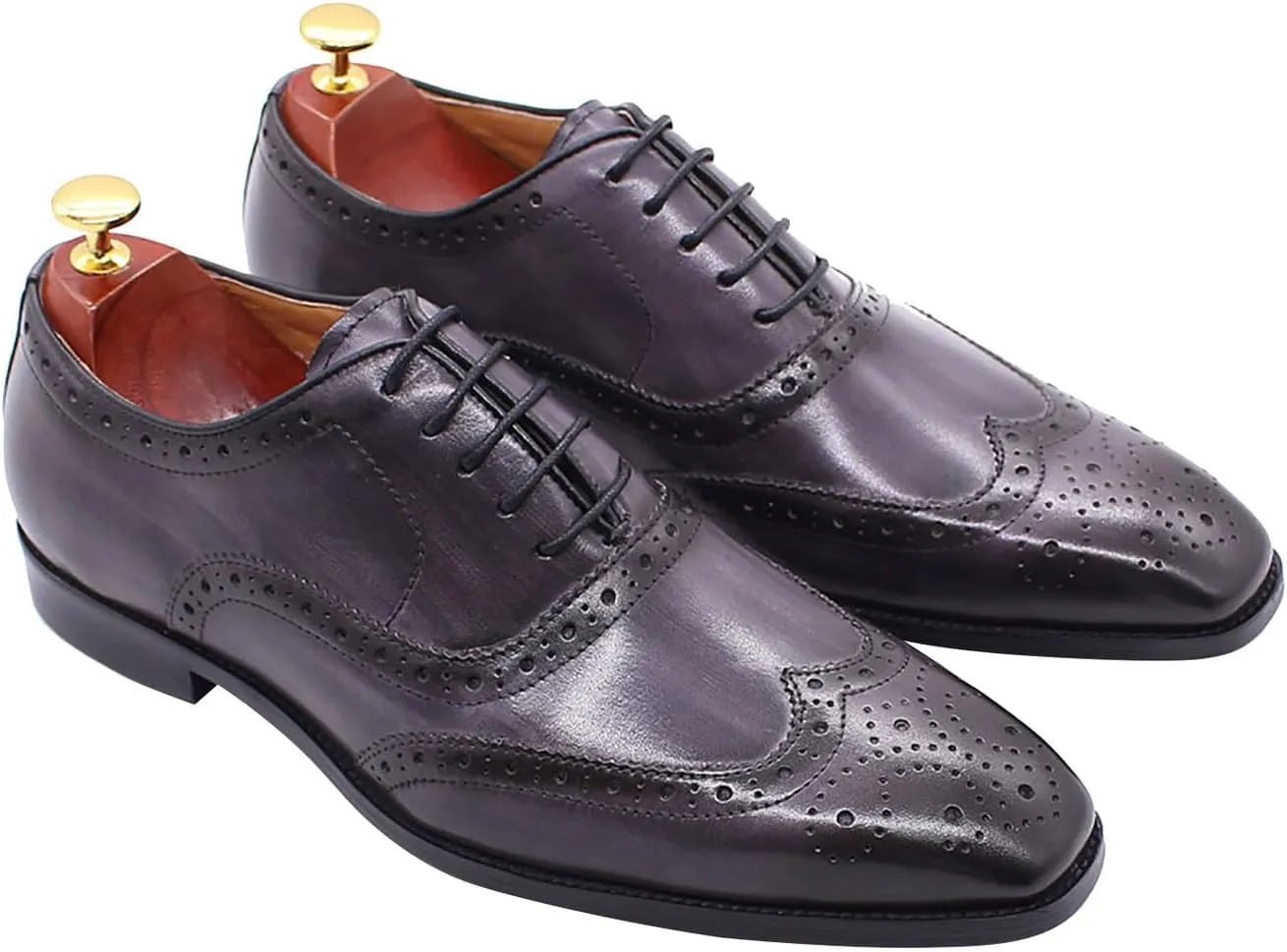 Men's Oxfords Dress Formal Wingtips Brogues Suit Shoes Genuine Leather Tuxedo Wedding Business Casual Comfortable Prom Shoes for Men