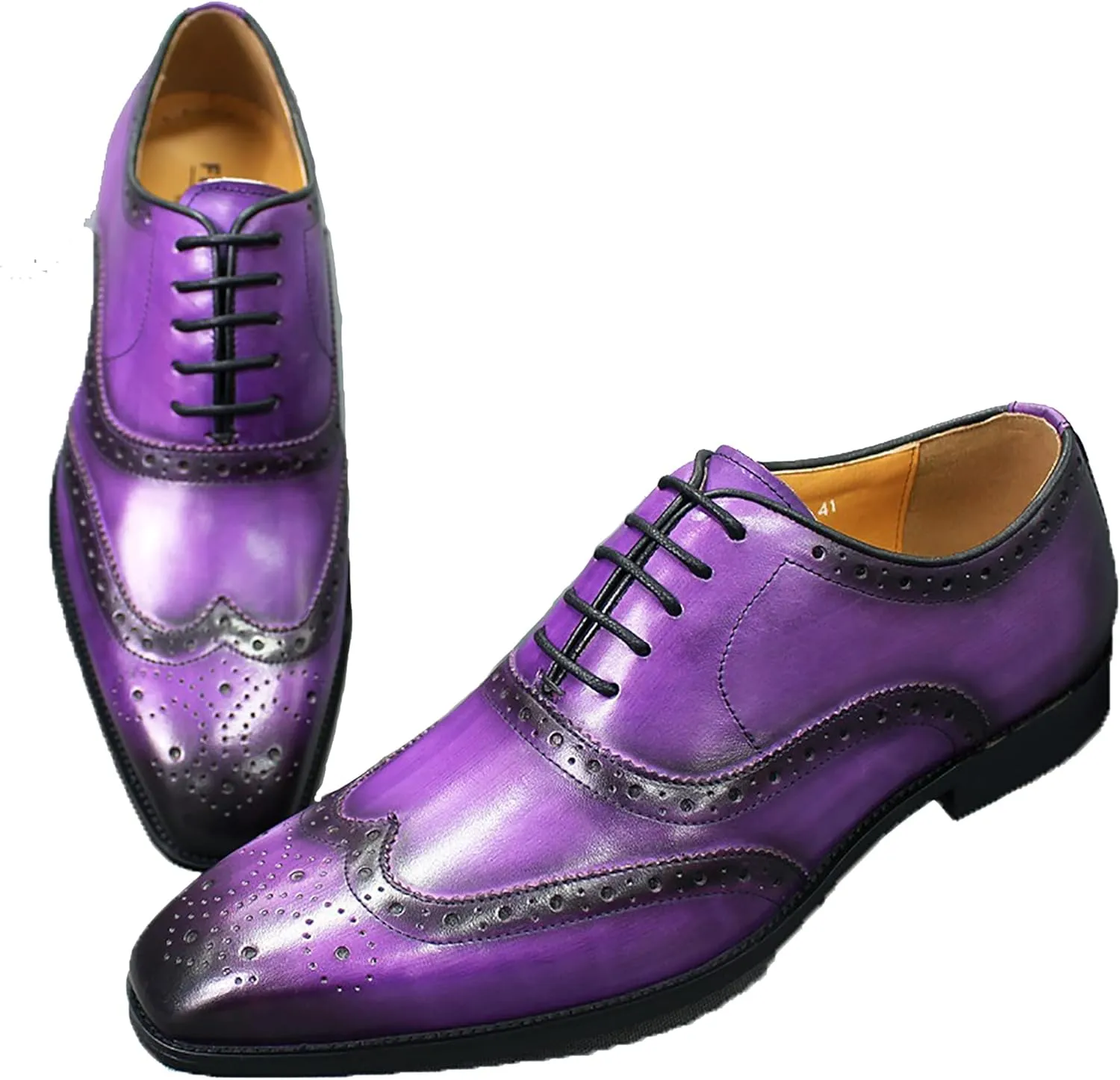 Men's Oxfords Dress Formal Wingtips Brogues Suit Shoes Genuine Leather Tuxedo Wedding Business Casual Comfortable Prom Shoes for Men