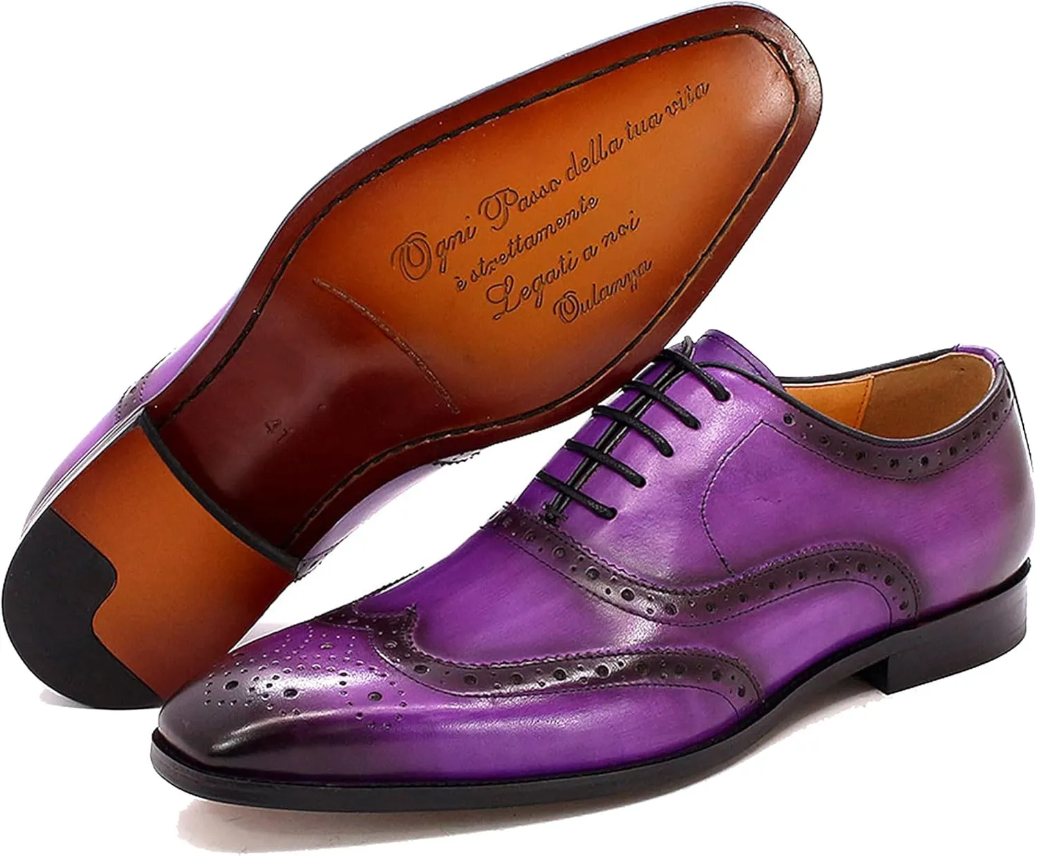 Men's Oxfords Dress Formal Wingtips Brogues Suit Shoes Genuine Leather Tuxedo Wedding Business Casual Comfortable Prom Shoes for Men
