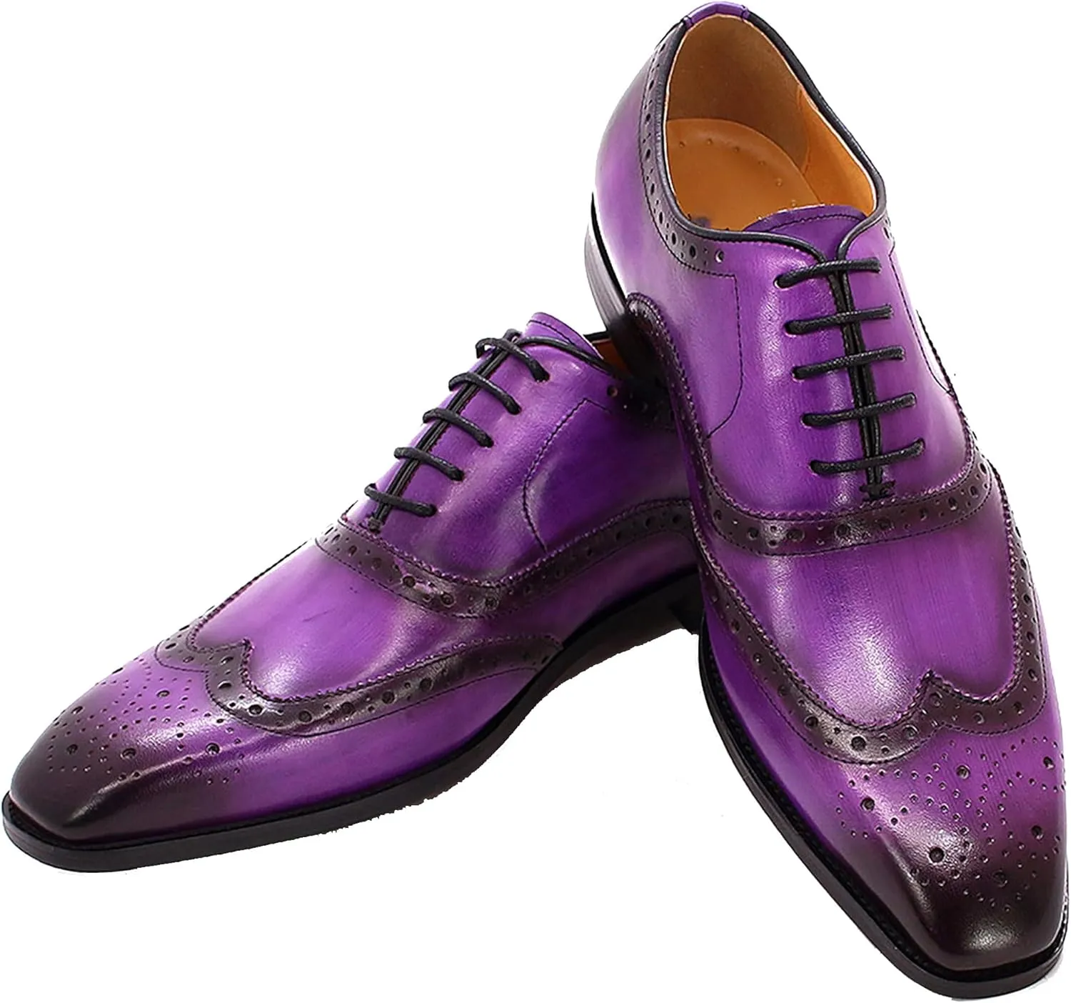 Men's Oxfords Dress Formal Wingtips Brogues Suit Shoes Genuine Leather Tuxedo Wedding Business Casual Comfortable Prom Shoes for Men