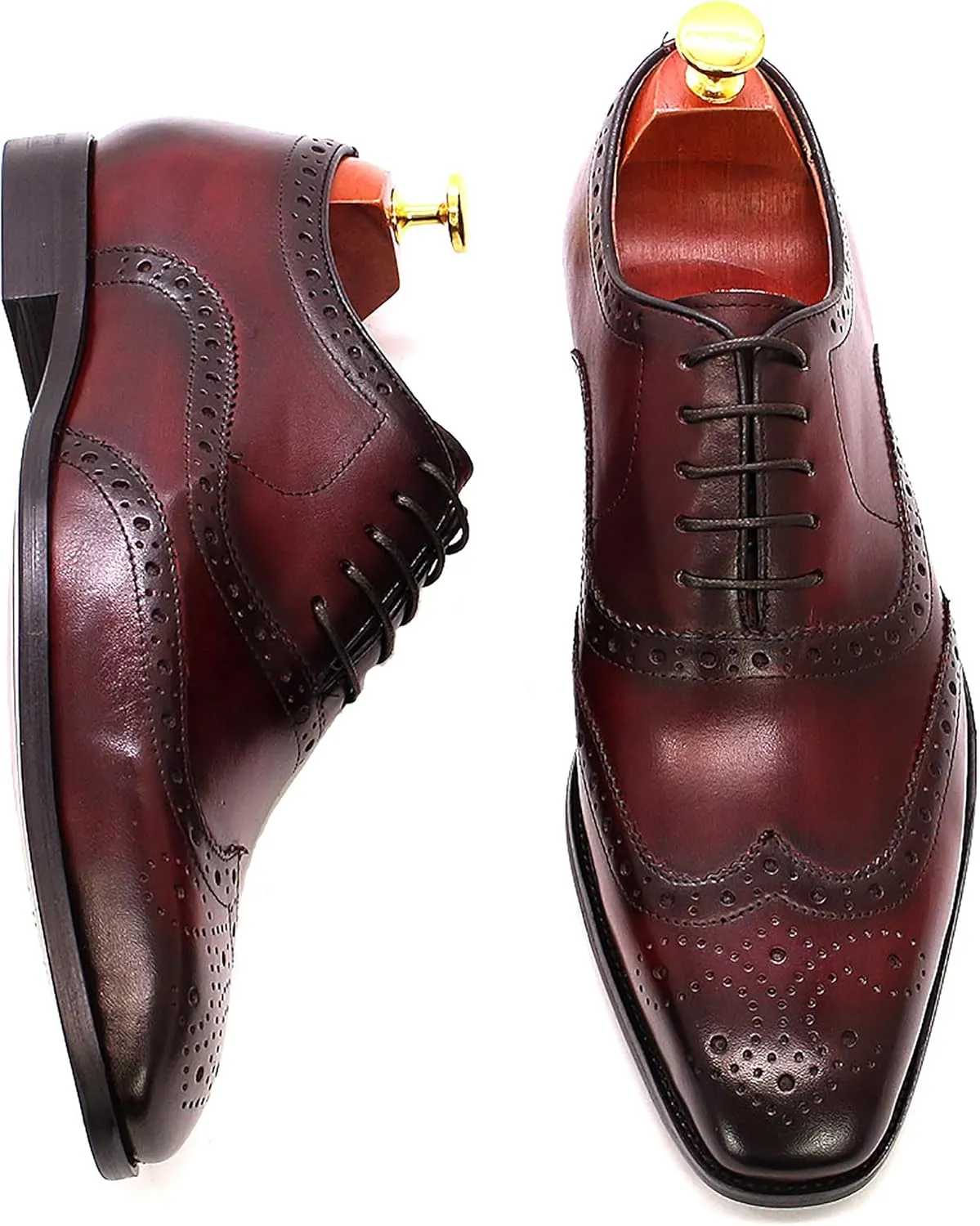 Men's Oxfords Dress Formal Wingtips Brogues Suit Shoes Genuine Leather Tuxedo Wedding Business Casual Comfortable Prom Shoes for Men