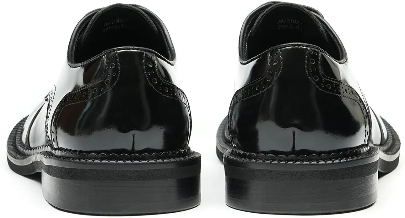 Mens Oxfords Formal Dress Derby Fashion Patent Leather Square Toe Wingtip Brogue Shoes Prom Wedding Tuxedo Business Causal Shoes for Men