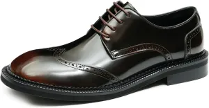 Mens Oxfords Formal Dress Derby Fashion Patent Leather Square Toe Wingtip Brogue Shoes Prom Wedding Tuxedo Business Causal Shoes for Men