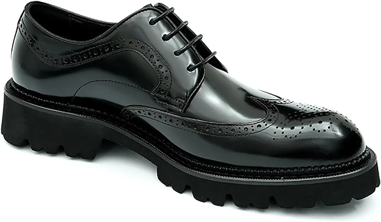 Men's Oxfords Formal Dress Derby Fashion Prom Wingtip Brogue Patent Leather Shoes Wedding Tuxedo Business Causal Shoes for Men